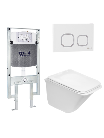 Унитаз с инсталляцией WeltWasser AMBERG 497 ST + ROTBACH 004 GL-WT + AMBERG RD-WT