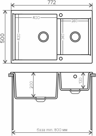 Кухонная мойка Polygran BRIG-772 серый №14 621473