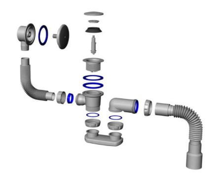 Сифон для ванны с переливом Salini 23101H, хром