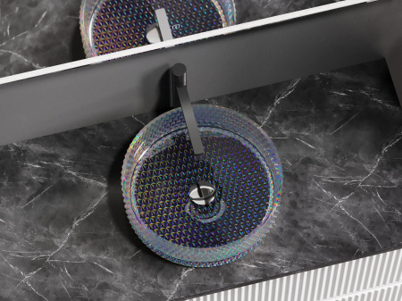 Умывальник чаша накладная круглая Ceramicanova Cristal 360*360*112мм, неон, CN6059