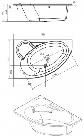 Акриловая ванна Cersanit Kaliope 153x100 L WA-KALIOPE*153-L-W