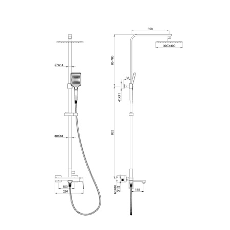 Душевая система WONZON & WOGHAND, Брашированное золото (WW-88739011-BG)