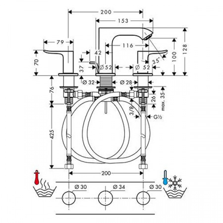 Смеситель для умывальника Hansgrohe Metris 31083000