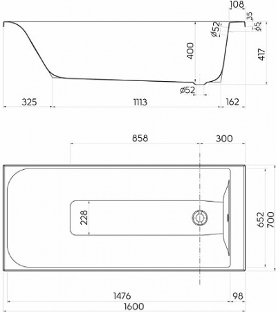 Акриловая ванна Kolo Rekord XWP1660000 160х70