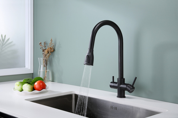 Смеситель для кухни Paulmark LANGE La214212-418, черный металлик