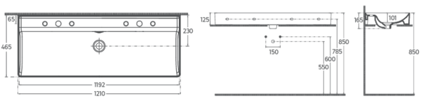 Раковина накладная ISVEA Vea 121 прямоугольная 121см, цвет белый 1 10VAS5121I