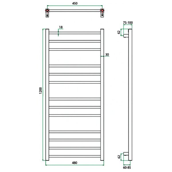 Полотенцесушитель ГРОТА ECOCLASSIK 48/120*