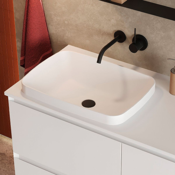 Умывальник Belux Джаз 540 Прямоугольник, Белый матовый, Solid Surface