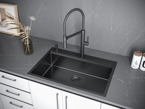 Мойка Paulmark KRONER-PRO 75 PM707551-GM 510х750х200 мм, нержавеющая сталь, вороненая сталь