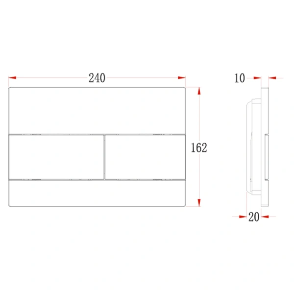 Кнопка смыва Veconi FLUSH V7, FLV7-B, 240х162х10, пластик, черный матовый