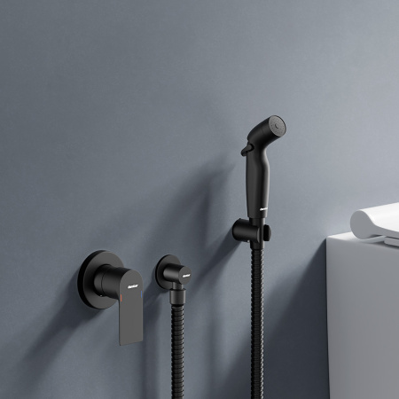 477510300 Apollo Смеситель Damixa монтируемый в стену с гигиеническим душем, черный
