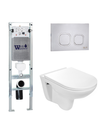 Комплект инсталляции с унитазом Weltwasser AMBERG 350 ST + BAARBACH 004 GL-WT + AMBERG RD-MT CR