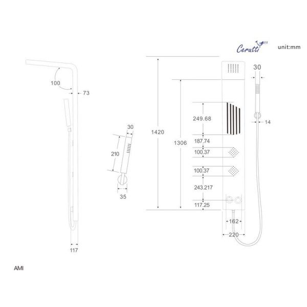 Панель AMI B душевая Cerutti SPA CT8994