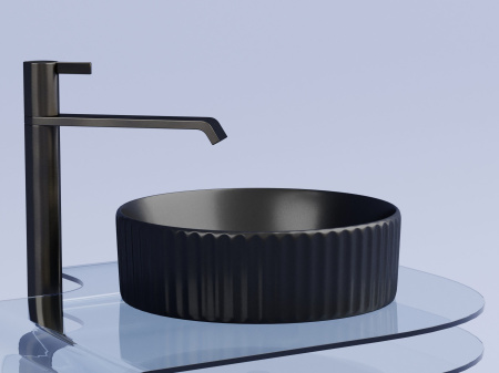 Умывальник чаша накладная круглая Ceramicanova Element 360*360*115мм, черный матовый, CN6057MB