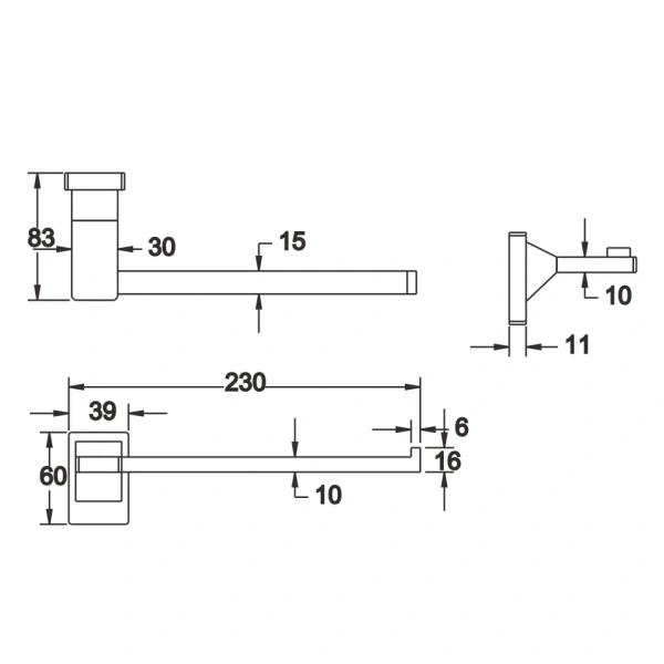 Полотенцедержатель Rose RG1606H, черный