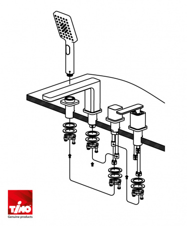Смеситель для ванны с душем, врезной Timo Torne 4330/00-16Y хром-белый