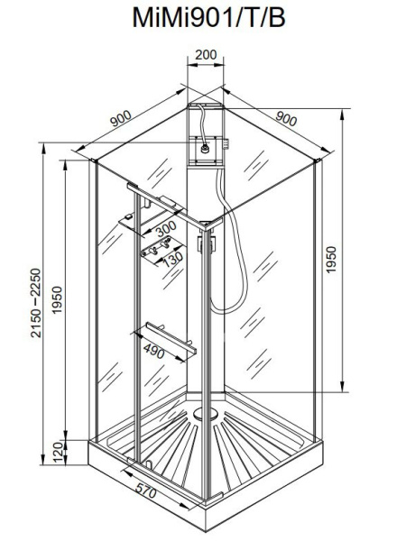 Кабина MiMi90T душевая Ceruttispa (90x90x215-225)