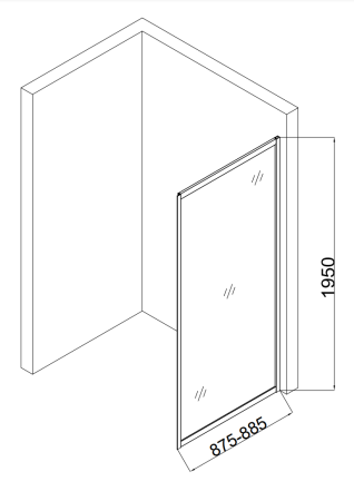 Душевая перегородка Taliente TA-09-1CB 90х195 стекло прозрачное 6 мм