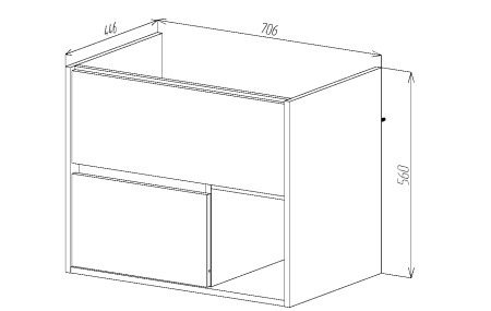 Тумба VIANT "Люксембург" Элина 75 2 ящика подвесная дерево 446х706х560 (VLUX75ELD-T2YP)