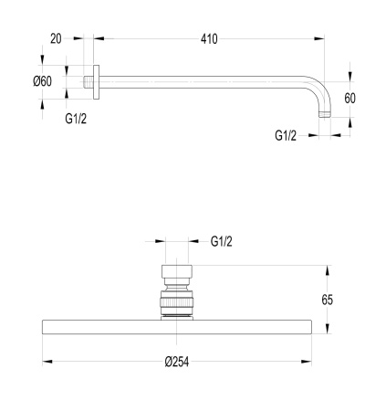 Верхний душ OMNIRES Slimline Air WGSET1GL