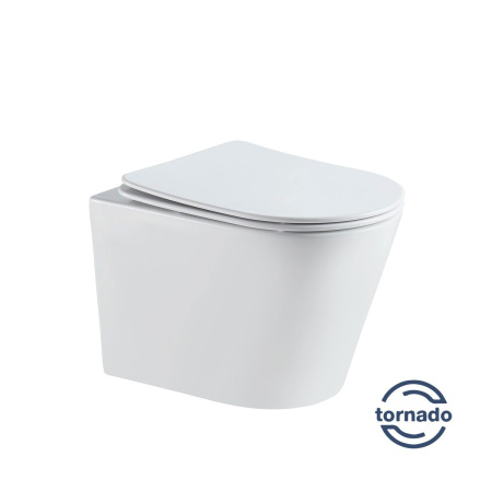 Унитаз подвесной Vincea Tornado Piatti VT1-11T безободковы, цвет белый, ультратонкое soft-close сиденье