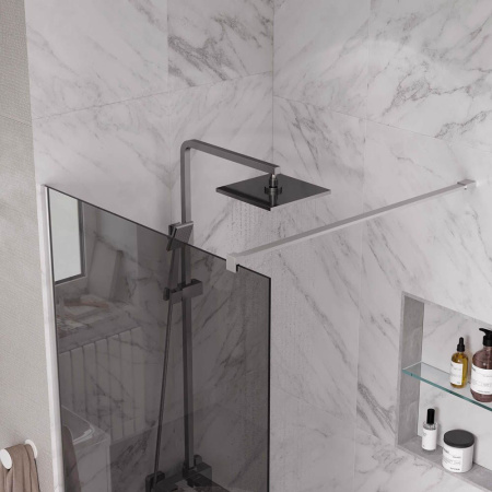 Душевая перегородка, ограждение Reflexion RX200100TCR-19 Walk in 200x100см, тонированное закаленное стекло 8мм, хромированный профиль