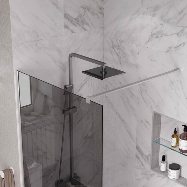 Душевая перегородка, ограждение Reflexion RX200100TCR-19 Walk in 200x100см, тонированное закаленное стекло 8мм, хромированный профиль