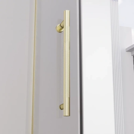 Душевая дверь распашная Veconi Premium Alassio G, 1500х2000, брашированное золото, стекло прозрачное осветленное
