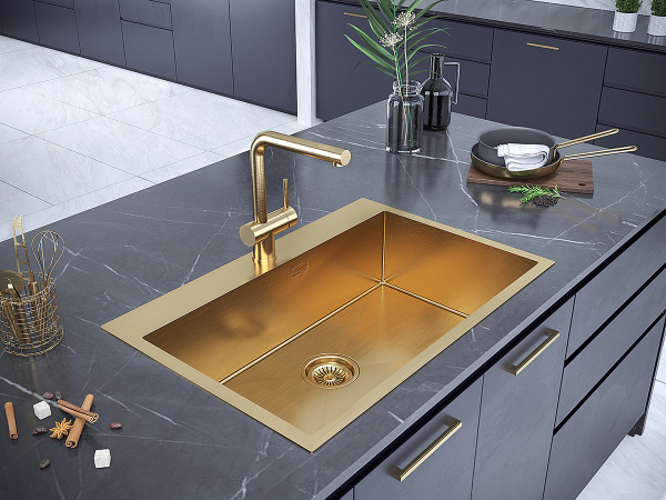 Смеситель для кухни Paulmark DOSSE Do214418-BG, брашированное золото