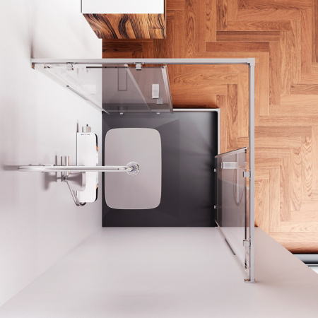 W84G-403-9090-MT Душевое ограждение AM.PM Func Square Slide 90х90, мат хром, прозрачное