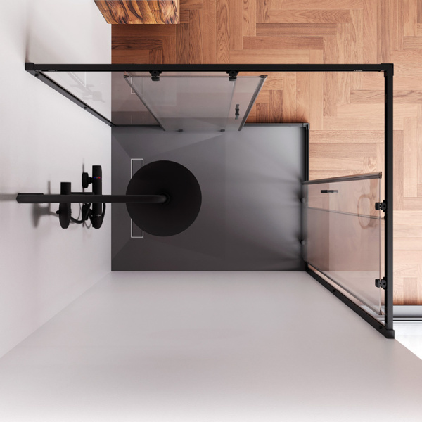 W90G-403-120290-BT Gem Душевое ограждение AM.PM прямоугольн.,раздвиж.двери 120x90 черный мат.,стекло прозрачное