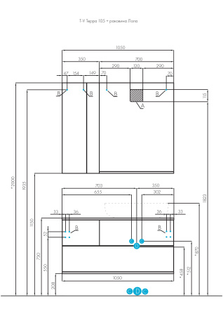 Тумба под раковину AQUATON Терра 105 дуб кантри, антрацит 1A246901TEKA0