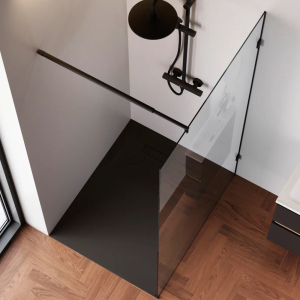 W94WI-110-F1-BTE Душевая перегородка AM.PM X-Joy 110x195, стекло прозр. 6 мм + покрытие, фурнитура черный