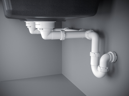 Мойка Paulmark TANDEM 80/2 PM238150-BLM 500х810х220 мм, IT-GRANIT, черный металлик