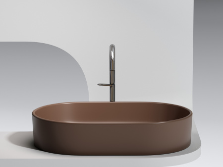 Умывальник чаша накладная овальная Ceramicanova Element 608*385*122мм, Темно-коричневый матовый, CN6048MDB