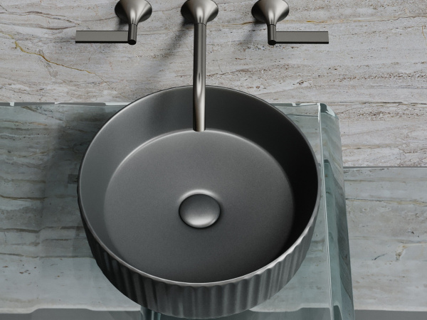 Умывальник чаша накладная круглая Ceramicanova Element 360*360*115мм, темный антрацит матовый, CN6057MDH