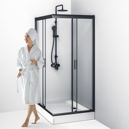 W90G-404-120290-BT Gem Twin Slide 120x90. Душевое ограждение AM.PM,120x90, профиль черный мат., стекло прозрачное