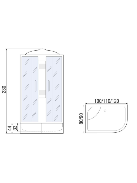 Душевая кабина River NARA XL 120/90/44 MT L 1200х900х2300мм