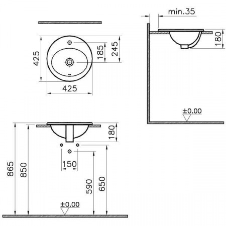 Раковина Vitra S20 5466B003-0001