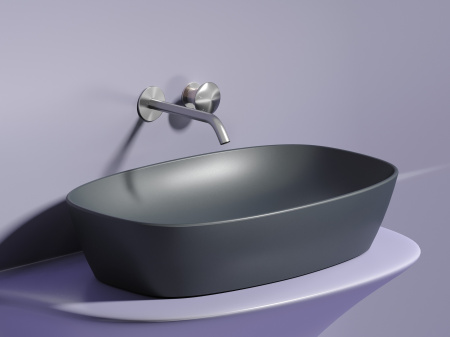 Умывальник чаша накладная овальная Ceramicanova Element 600*380*138мм, Темный антрацит матовый, CN6049MDH