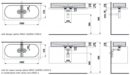 Умывальник Laufen Sonar 8123494001121 100x37x13