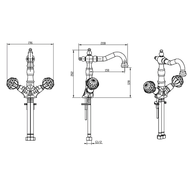 Смеситель для раковины Boheme Brillante Presente 352 Хром