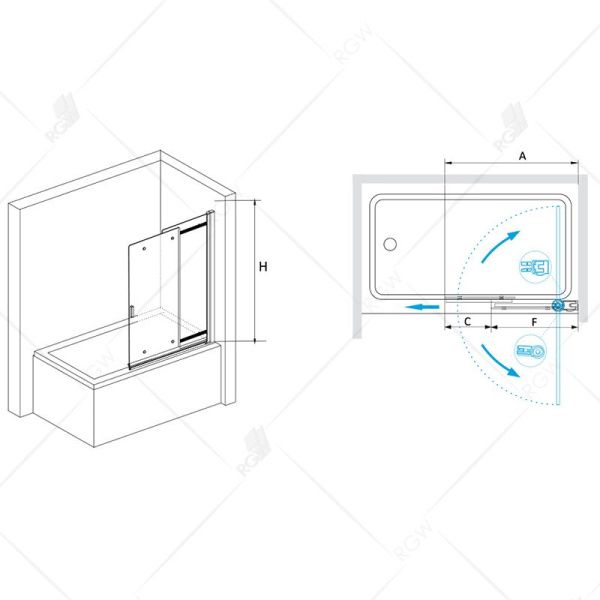 Шторка на ванну RGW SC-44 03114410-11 прозрачное стекло, хром