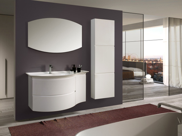 Тумба под умывальник Belux Версаль подвесная 111-02, белый глянцевый, левая