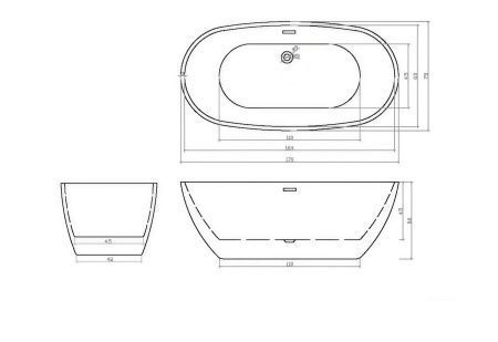 Ванна d'ISEO170II акриловая отдельностоящая Ceruttispa (1700x750x600)