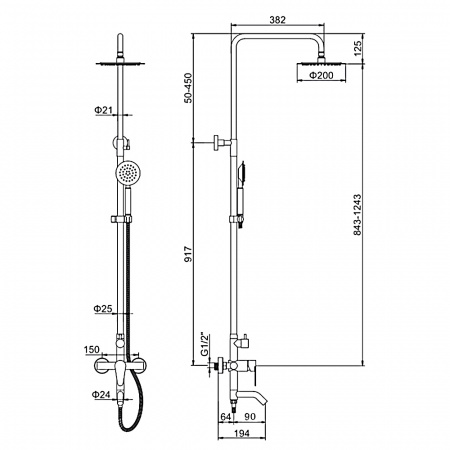 Душевая стойка Ledeme L72402