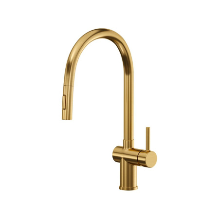 Смеситель Reflexion Lago RX9904GD для кухни с вытяжным изливом, брашированное золото