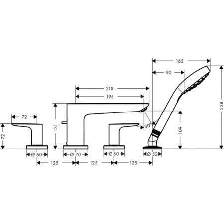 Смеситель для ванны с душем Hansgrohe Talis E 71748000