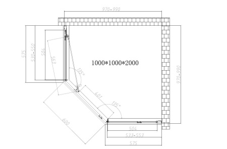 Душевой уголок Vincea Show VSP1-4SH100CLB, 1000*1000, черный, стекло Прозрачный