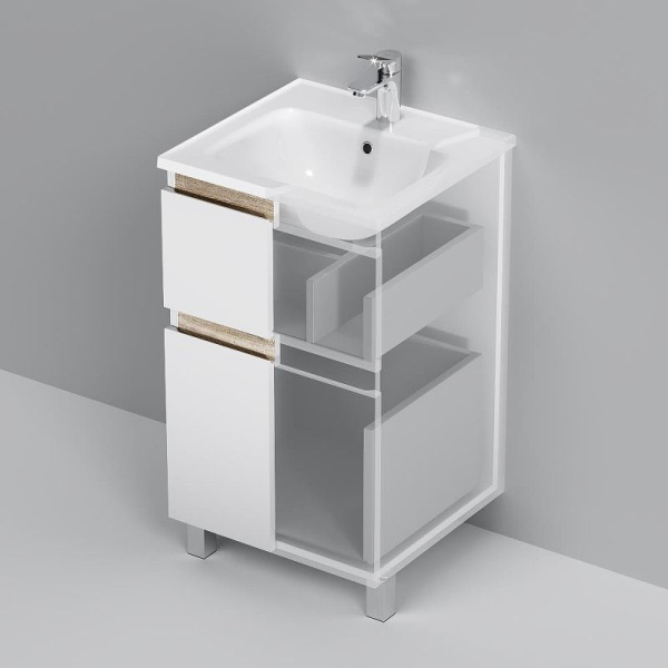 M85AFSX0502WG X-Joy База под раковину AM.PM, напольная, 50 см, 2 ящика, белый глянец